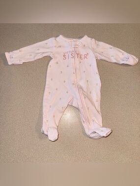 Carter’s Preemie Baby Girl Sleeper Pajamas Little Sister Floral Print Two Way Zi